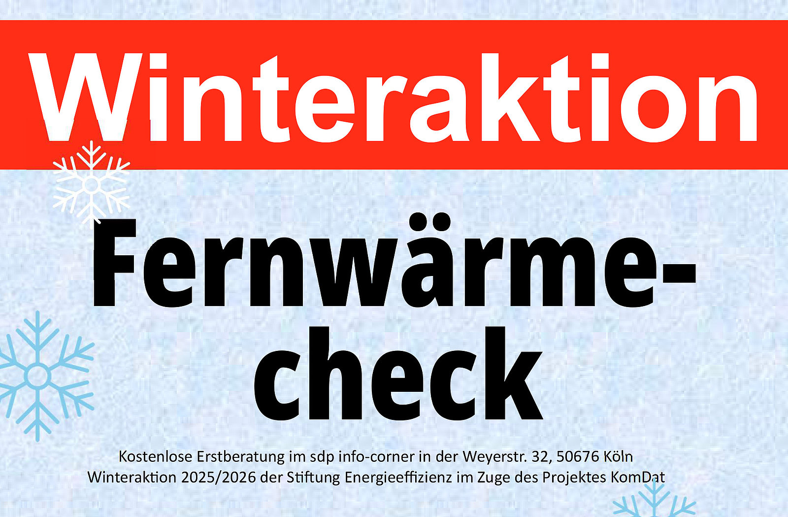 Keyvisual zur Winteraktion „Fernwärme-Check Köln“